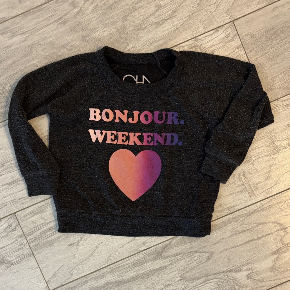 Chaser Charcoal Sweatshirt with Pink and Purple Heart